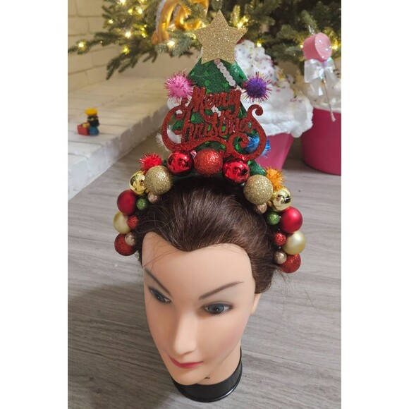 Handmade Christmas Ornament Headband • Holiday Baubles • Festive Xmas Tree Crown